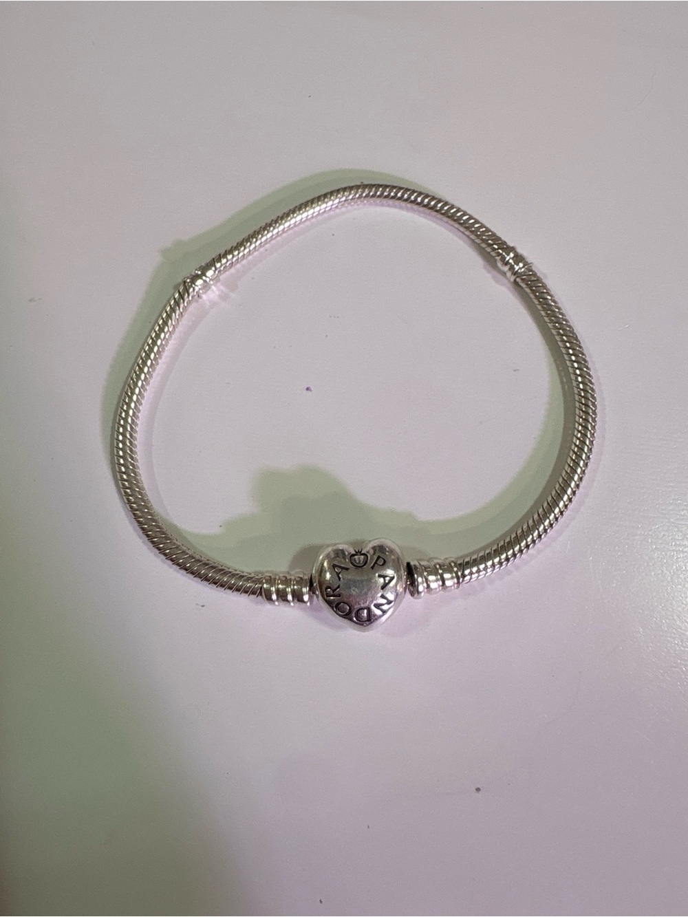 Pandora Silver Heart Clasp Snake Chain Bracelet